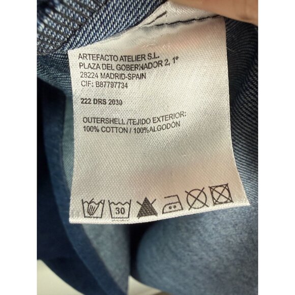 Psophia NWOT Denim Mini Dress Flower Brooch Size XS Luxury Designer Retro - Picture 7 of 13